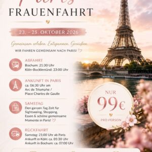 Ausflug nach Paris nur für Frauen am 23.10.2026 Bis 25.10.2026 Busfahrt