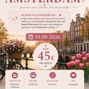 Ausflug nach Amsterdam  nur für Frauen am 19.09.2026- Busfahrt